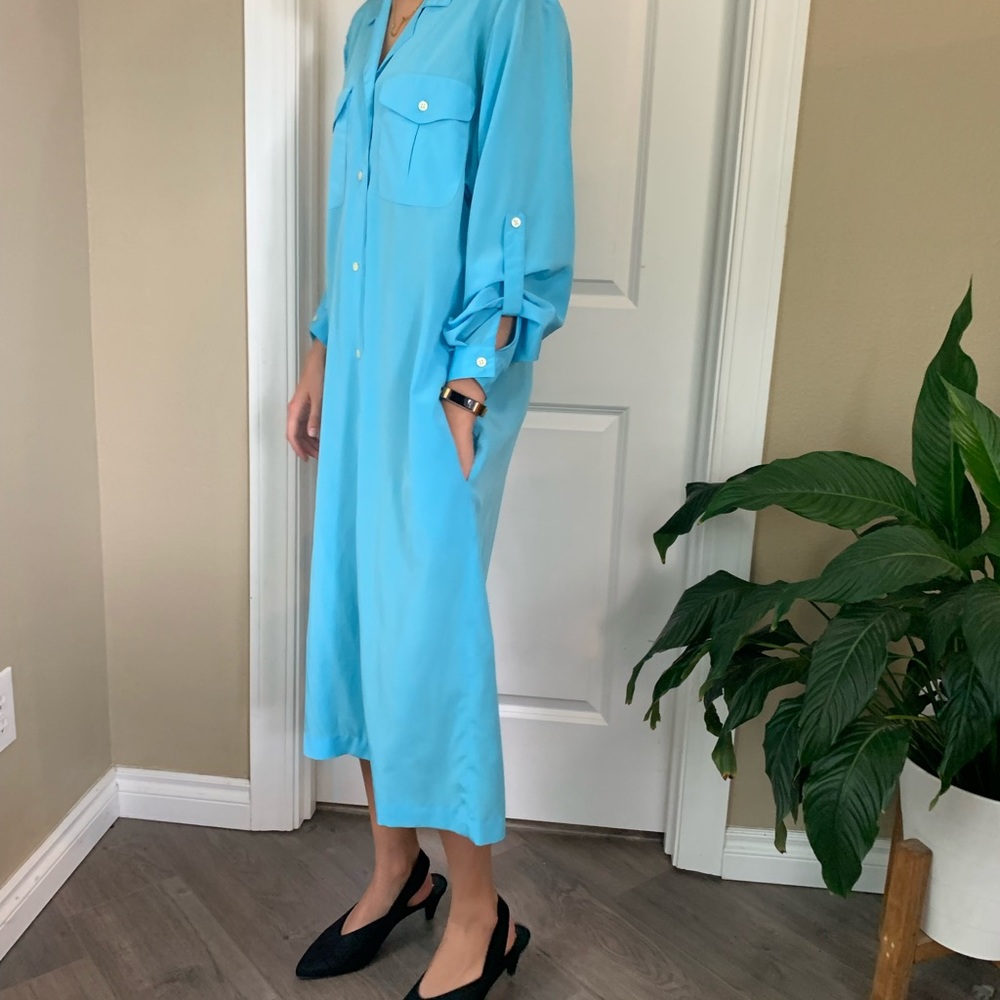 Baby blue midi shirt dress size 10
